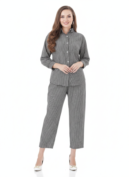 Monochrome Check Co-Ord Set | Classic Houndstooth | GlamouraX