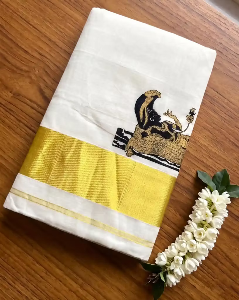 Anantha Shayana Cotton Kerala Kasavu Saree with Blouse
