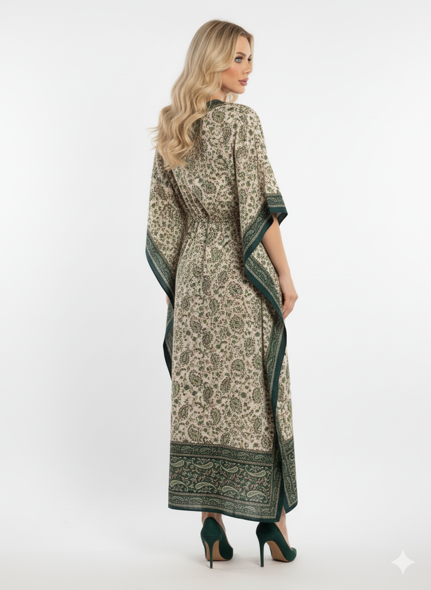 The Green Paisley Print Kaftan — GLAMOURA-X