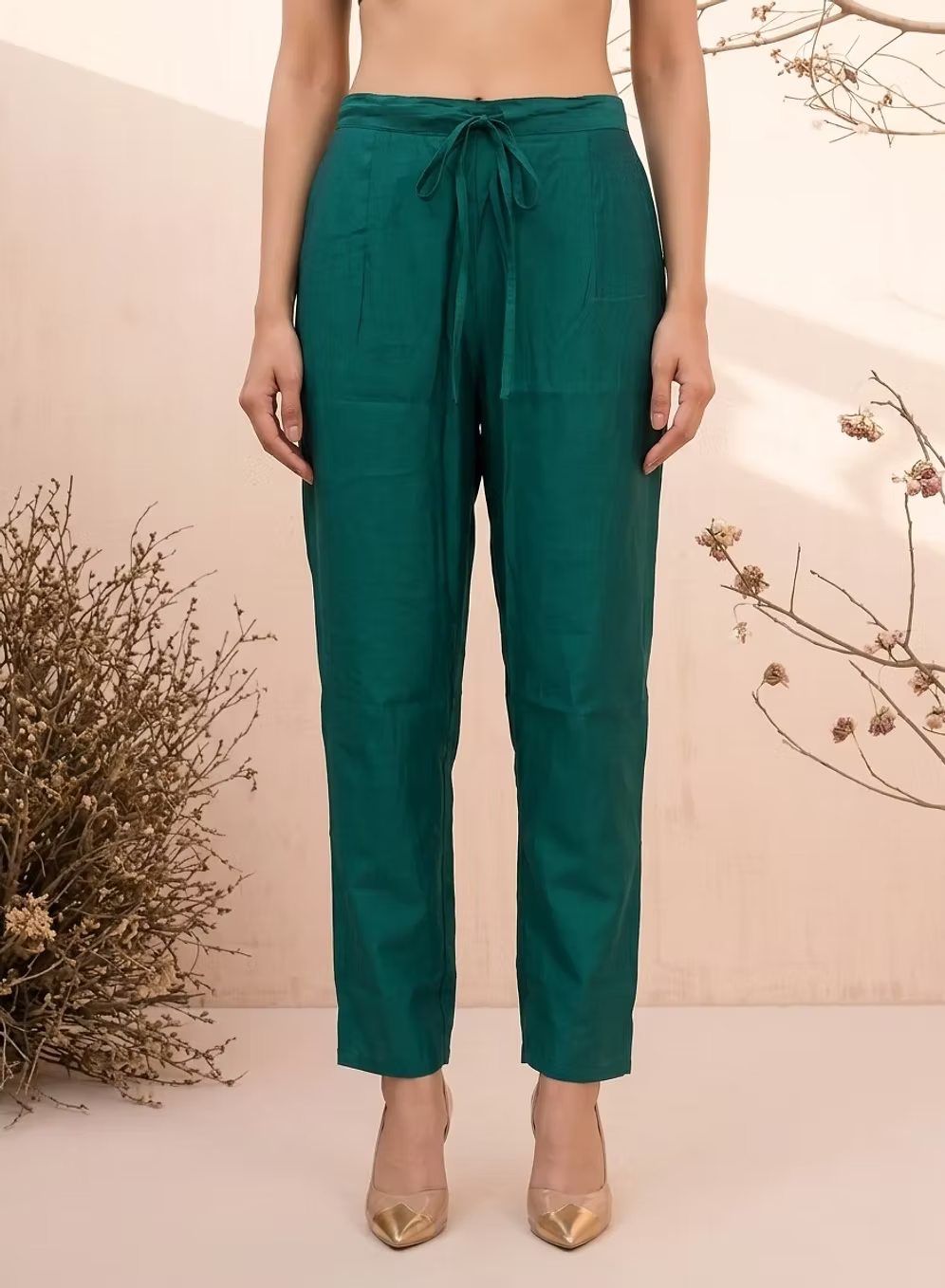 Teal Green Kurta Set with Silver Embroidery With Bloom Dupatta