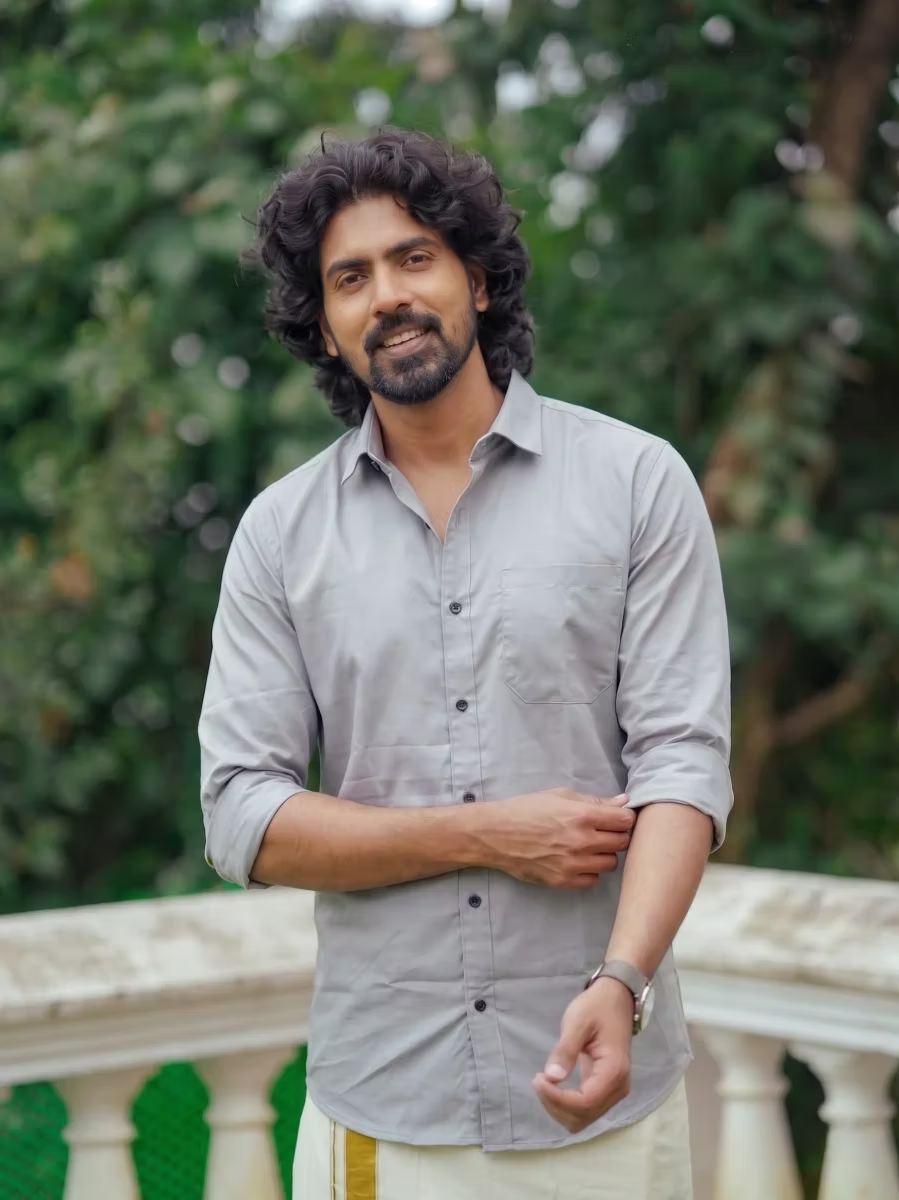 Grey Shirt and Kasavu Mundu Dhoti Combo Set