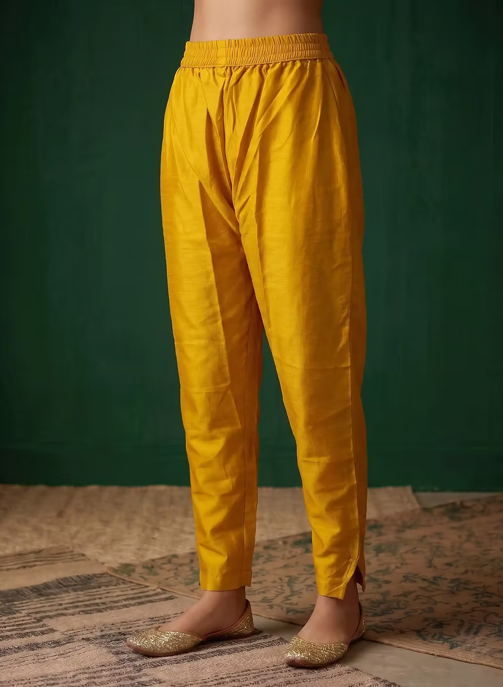 Saffron Yellow Embroidery Kurta Set with Purple Dupatta