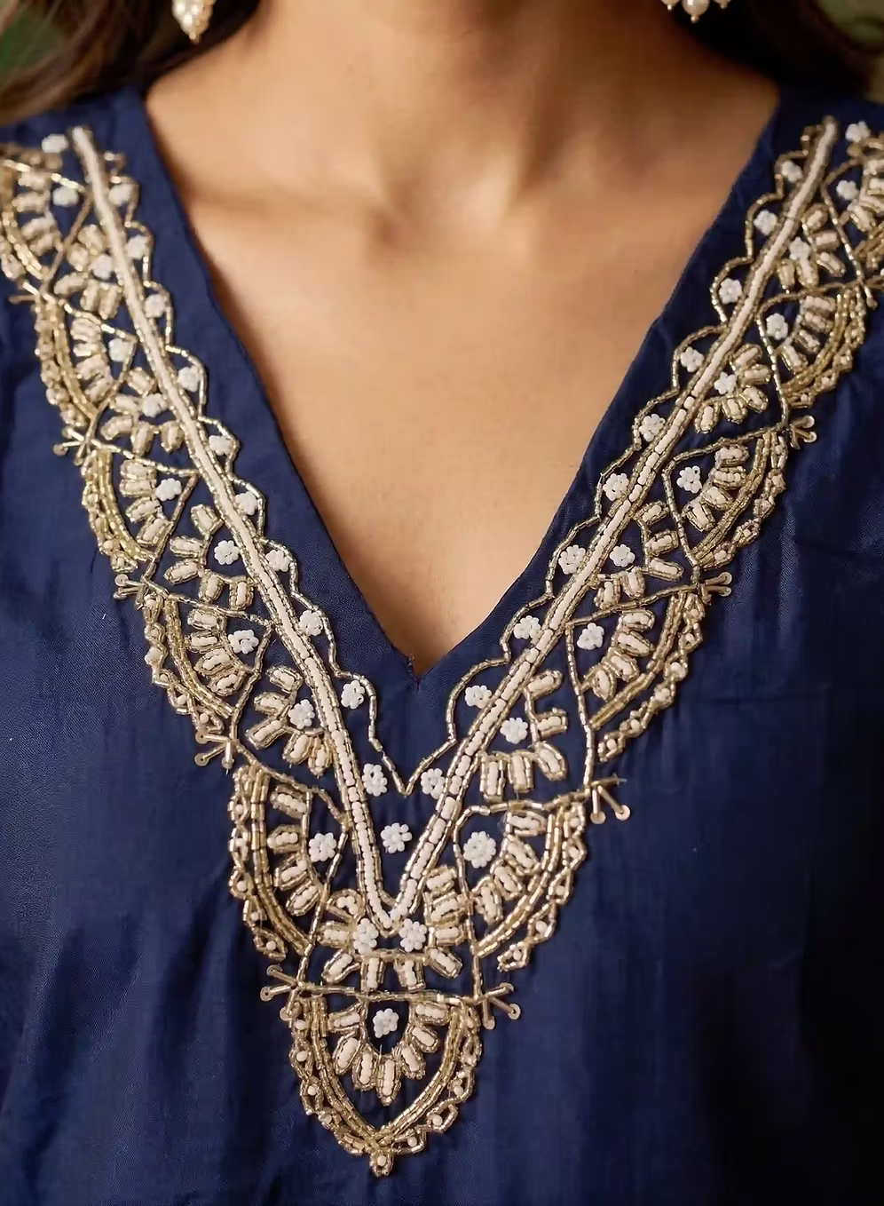 Dusky Blue Hand Embroidered Kurta Set with Dupatta