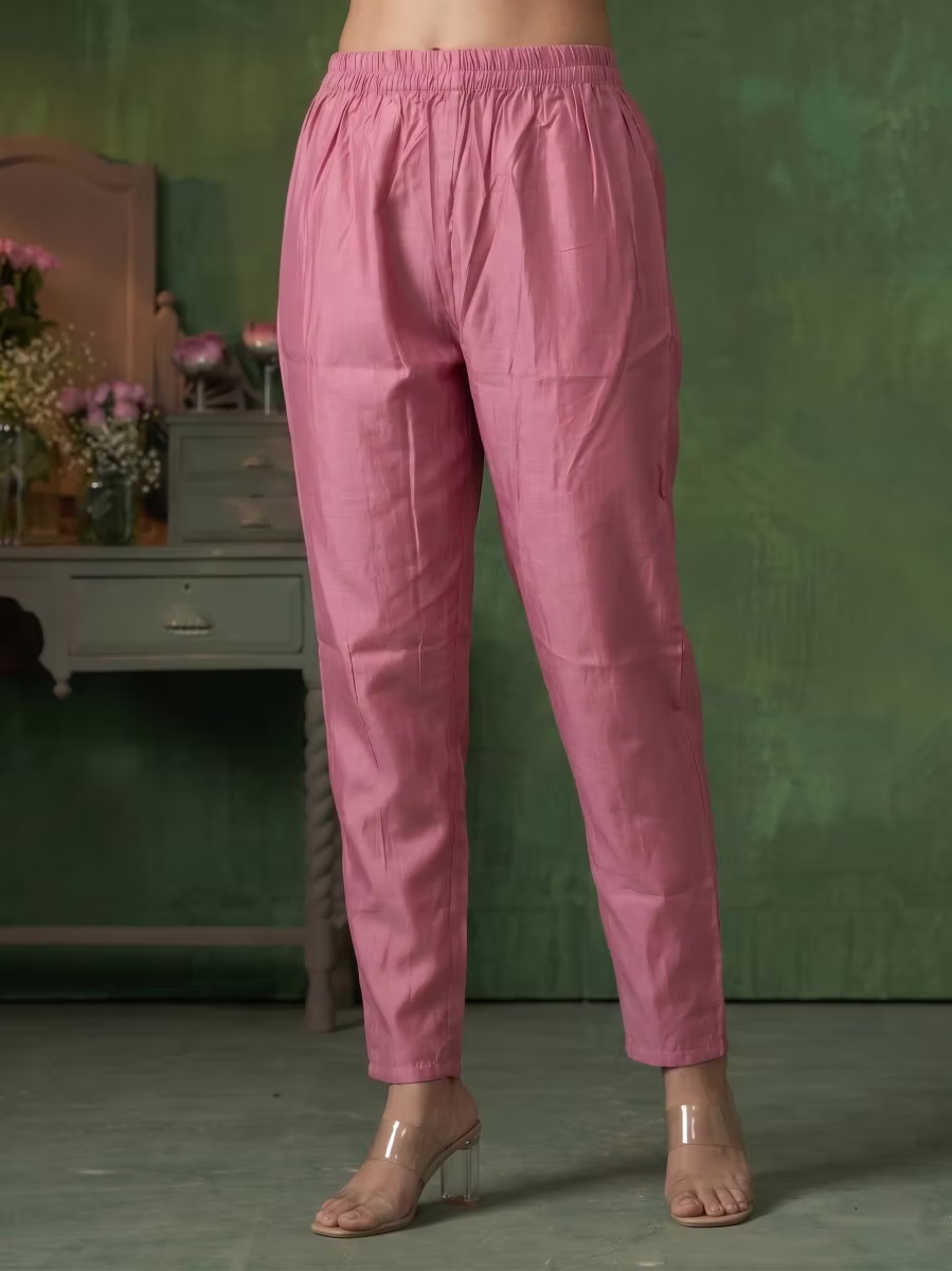 Onion Pink Floral Embroidery 3 Piece Kurta Trouser Set