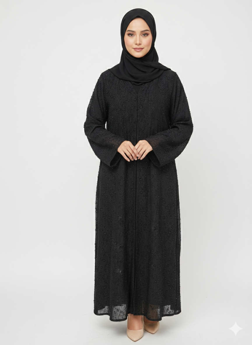 Glamoura X Obsidian Bloom Embroidered Embellished Modest Abaya