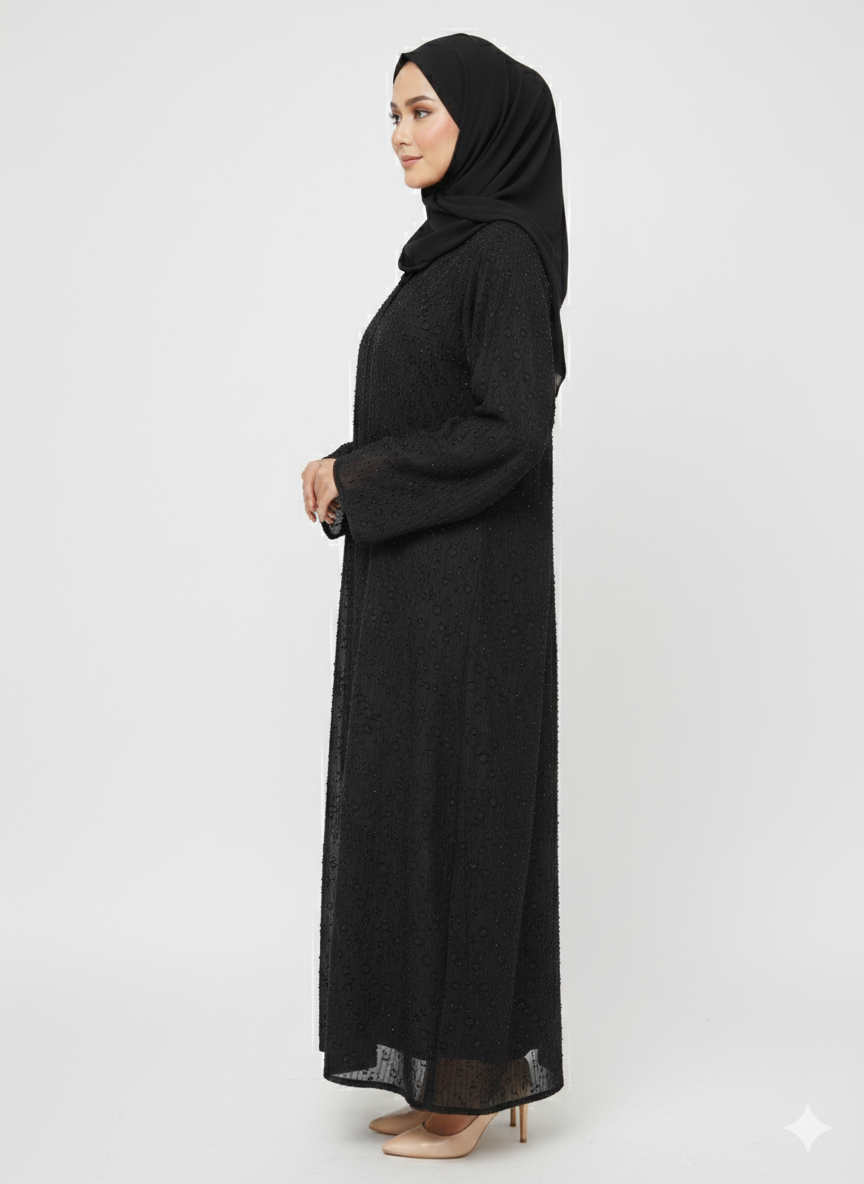 Glamoura X Obsidian Bloom Embroidered Embellished Modest Abaya