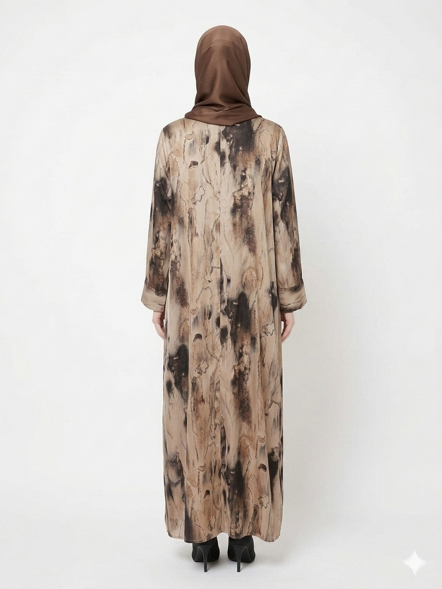 Glamoura X Sandstone Marble Satin Classy Kimono Abaya