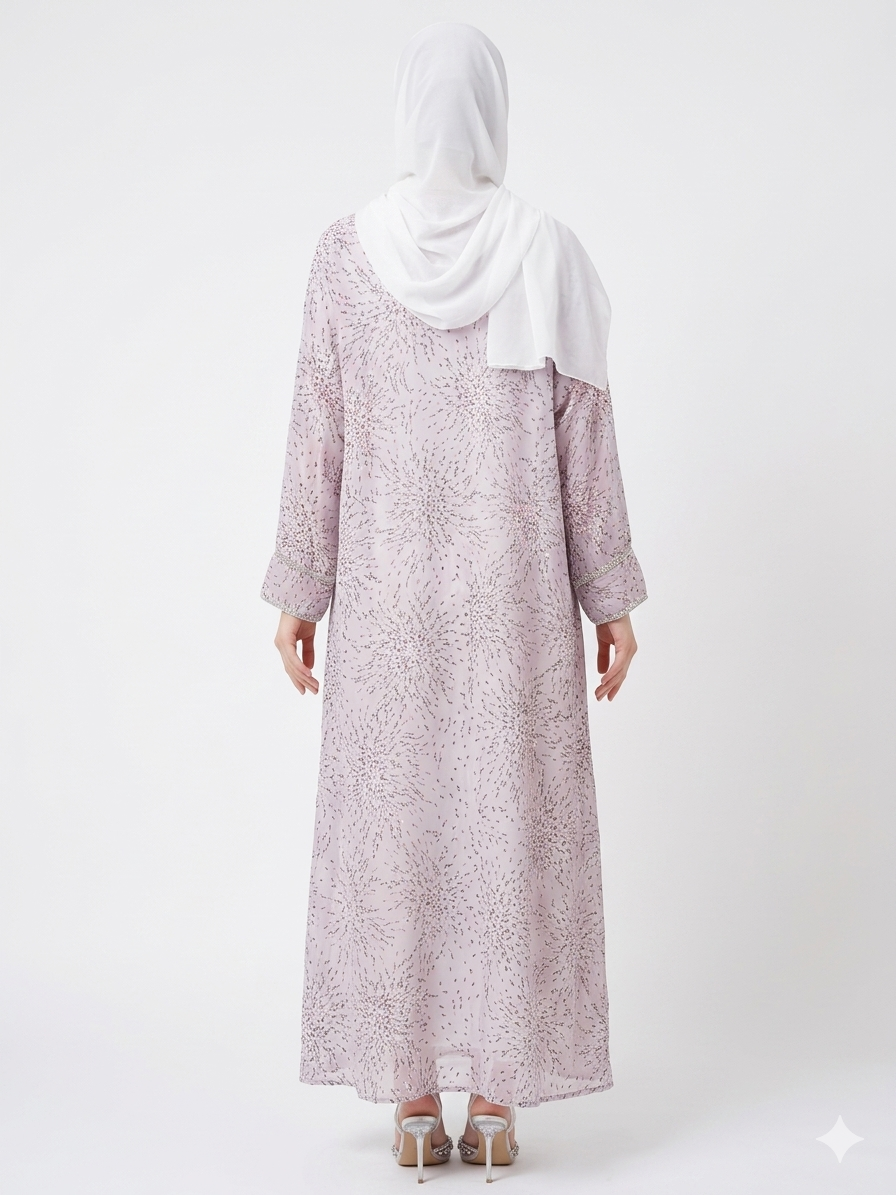 Glamoura X Lavender Radiance Sheer Kimono Gorgeous Abaya