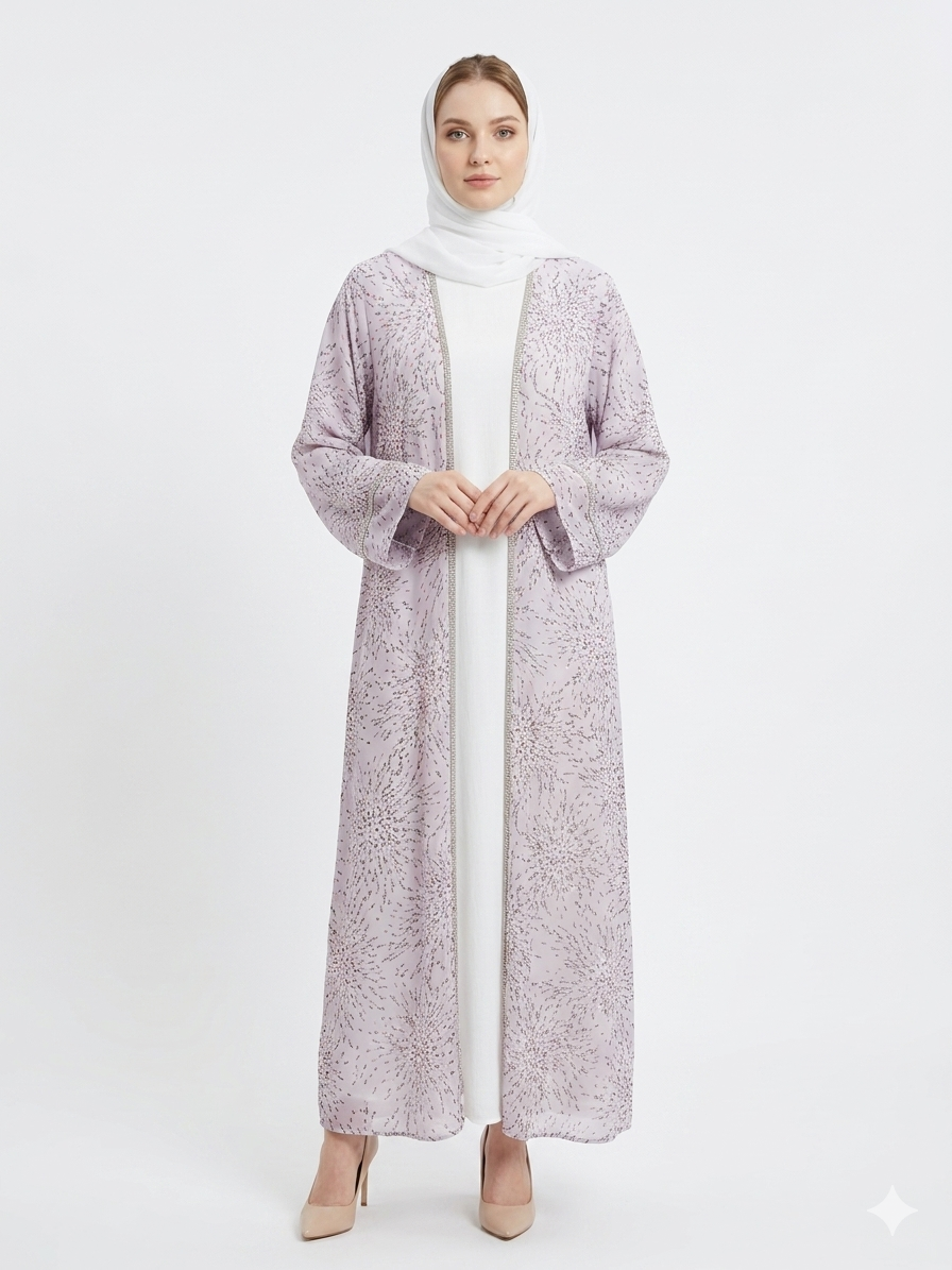 Glamoura X Lavender Radiance Sheer Kimono Gorgeous Abaya