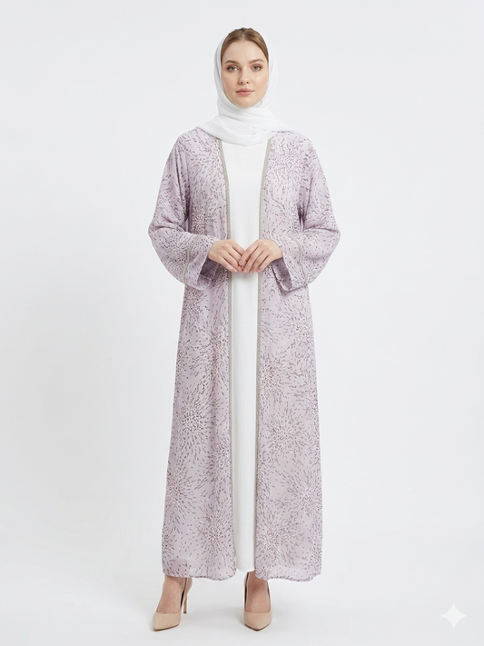 Glamoura X Lavender Radiance Sheer Kimono Gorgeous Abaya