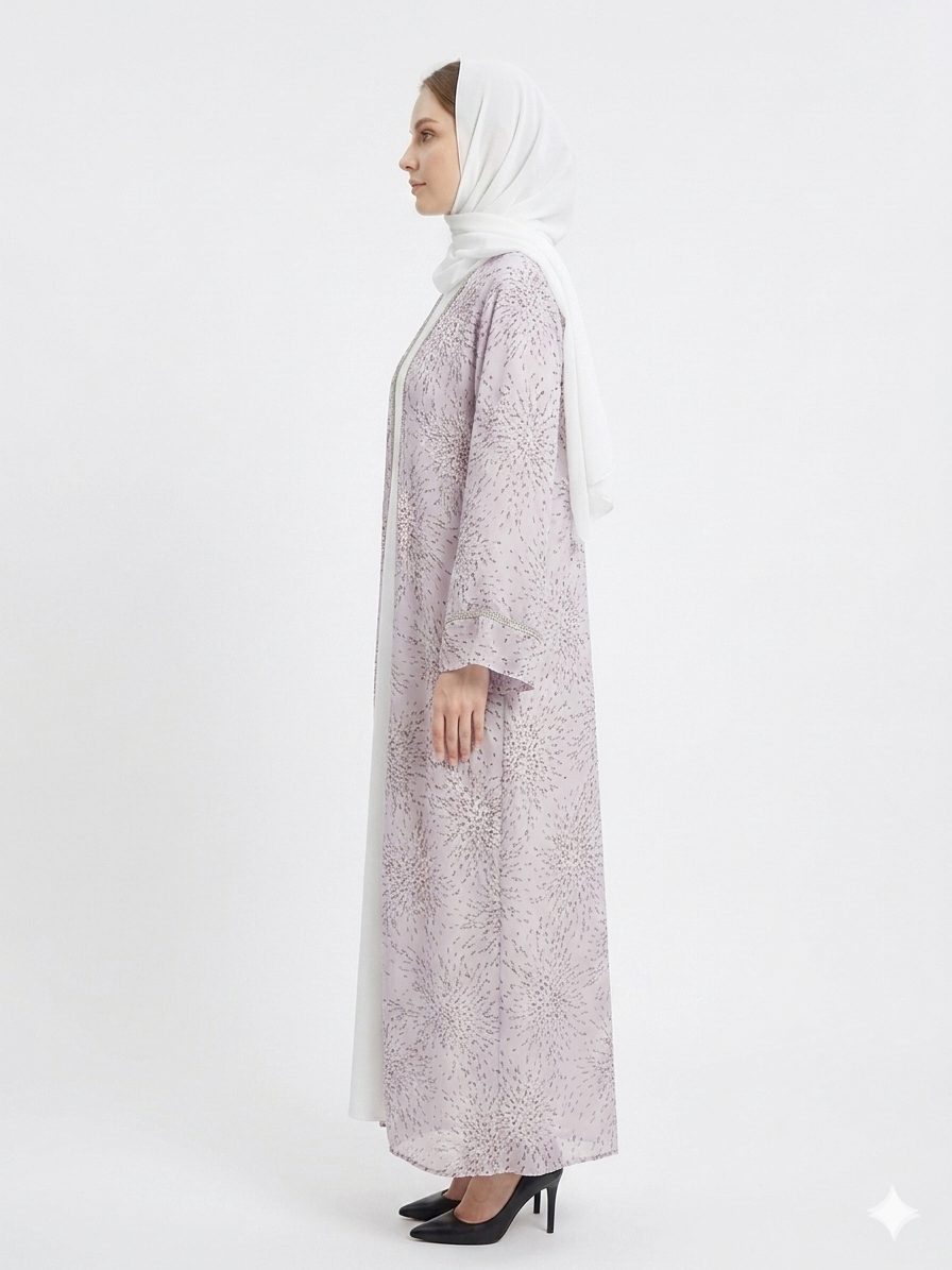 Glamoura X Lavender Radiance Sheer Kimono Gorgeous Abaya
