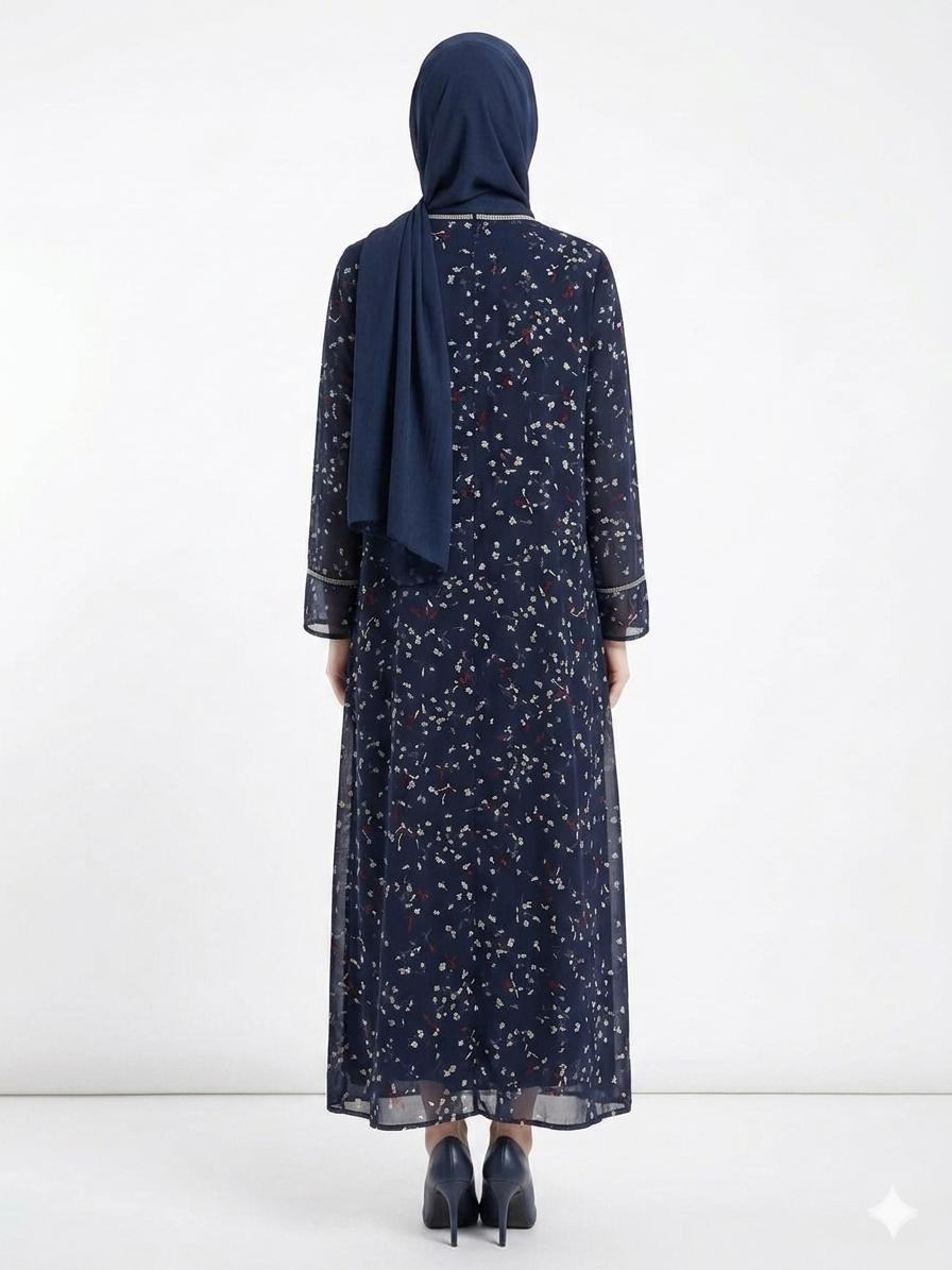 Glamoura X Midnight Ditsy Sheer Kimono Stylish Abaya