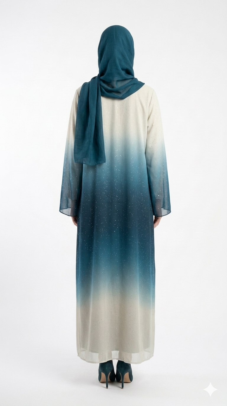 Glamoura X Azure Ombre Shimmer Abaya Set