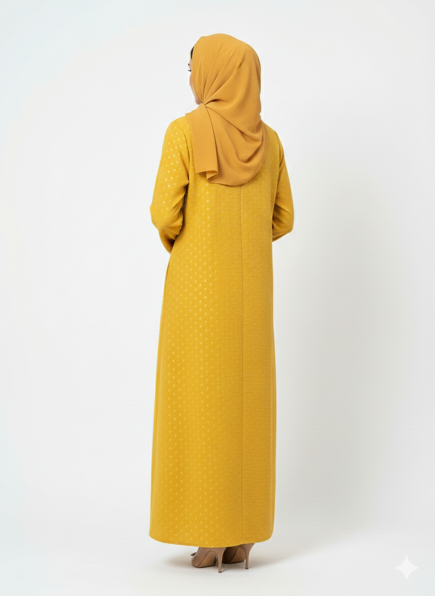 Glamoura X Saffron Sunstone Mineral Print Chiffon-Crepe Abaya