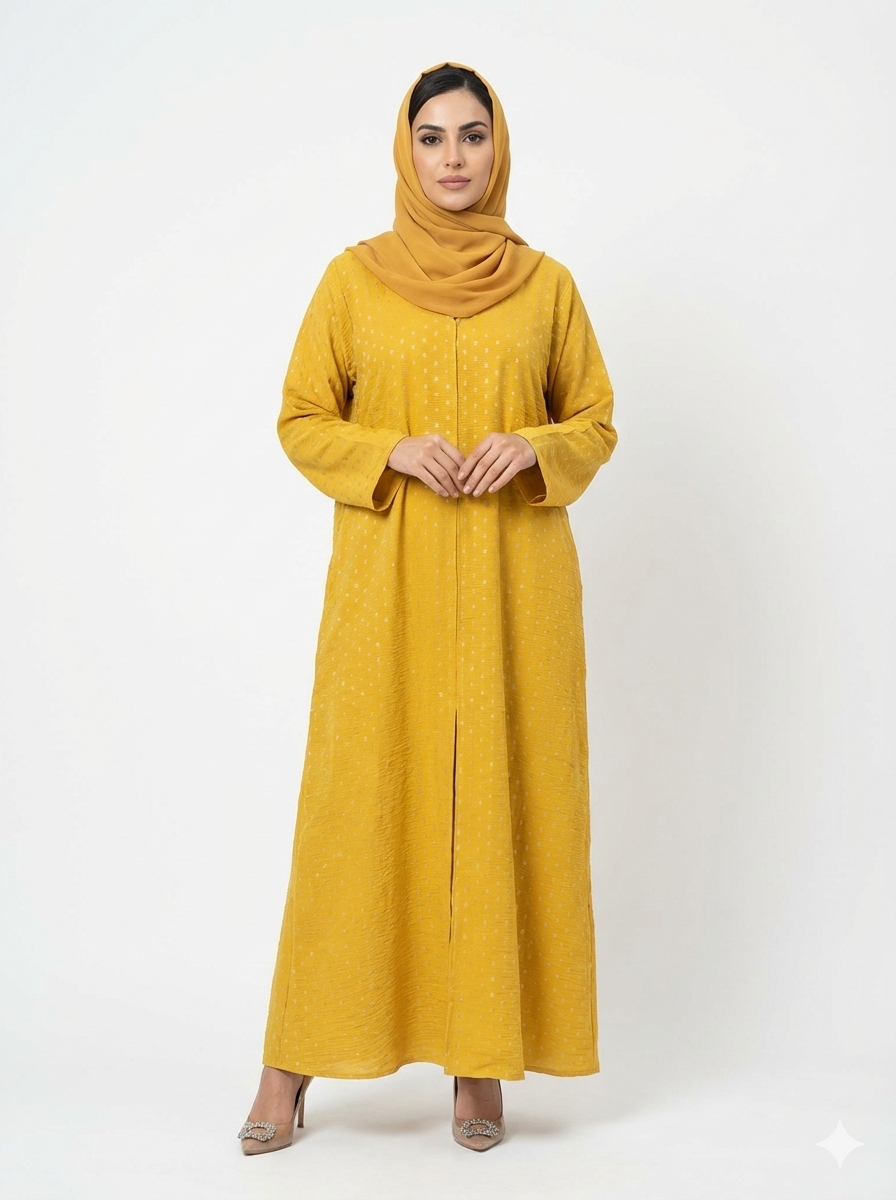 Glamoura X Saffron Sunstone Mineral Print Chiffon-Crepe Abaya