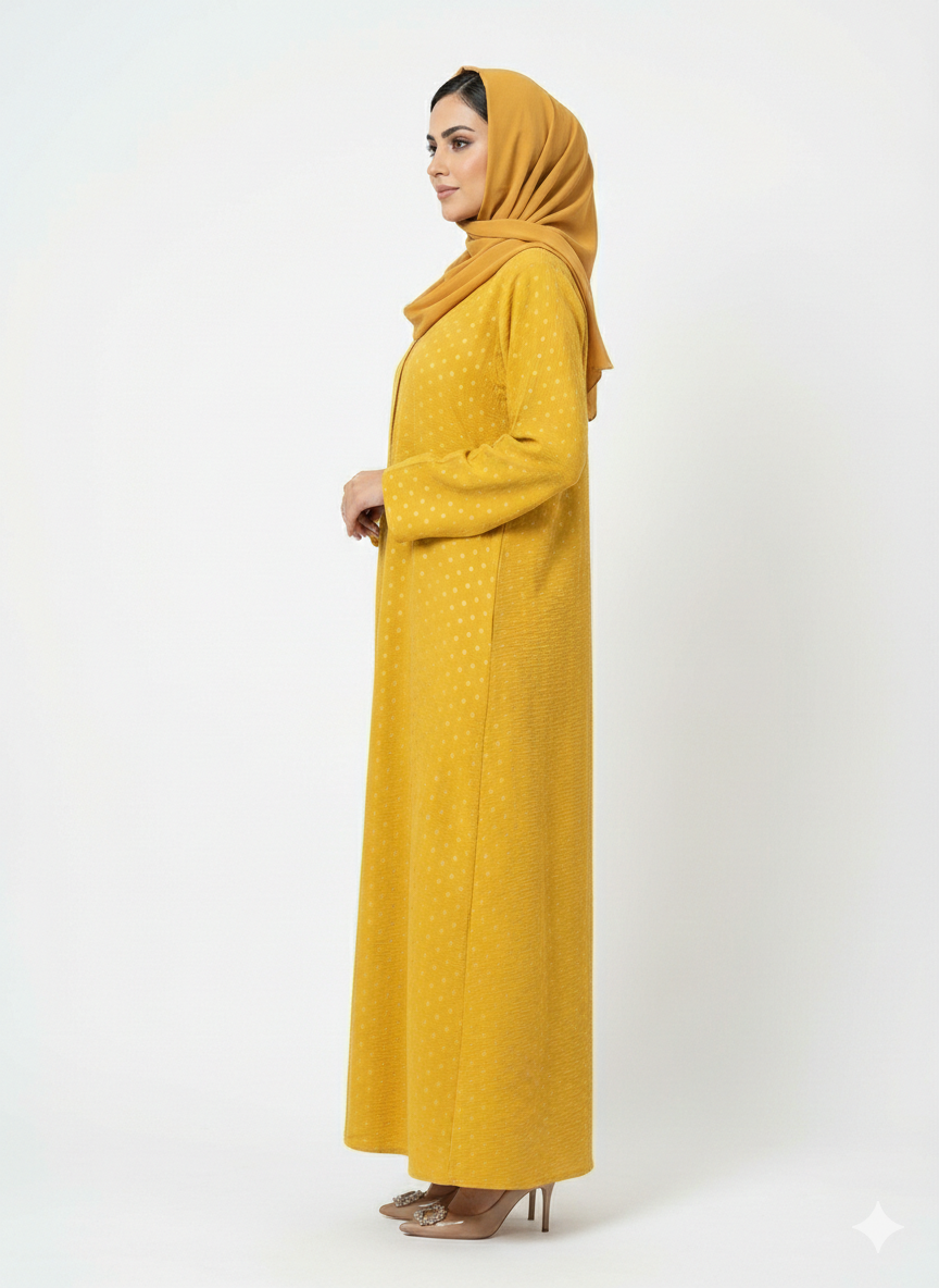 Glamoura X Saffron Sunstone Mineral Print Chiffon-Crepe Abaya