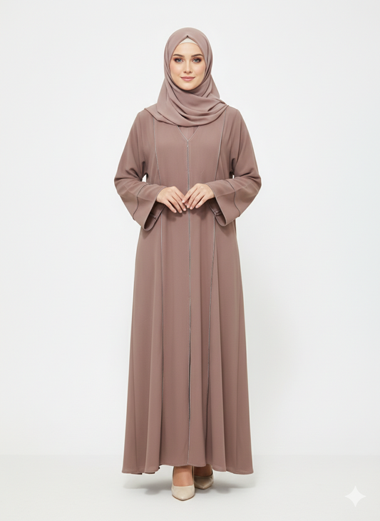 GLAMOURA X Amethyst Mauve Abaya | Minimalist Structured Panel Modest Abaya