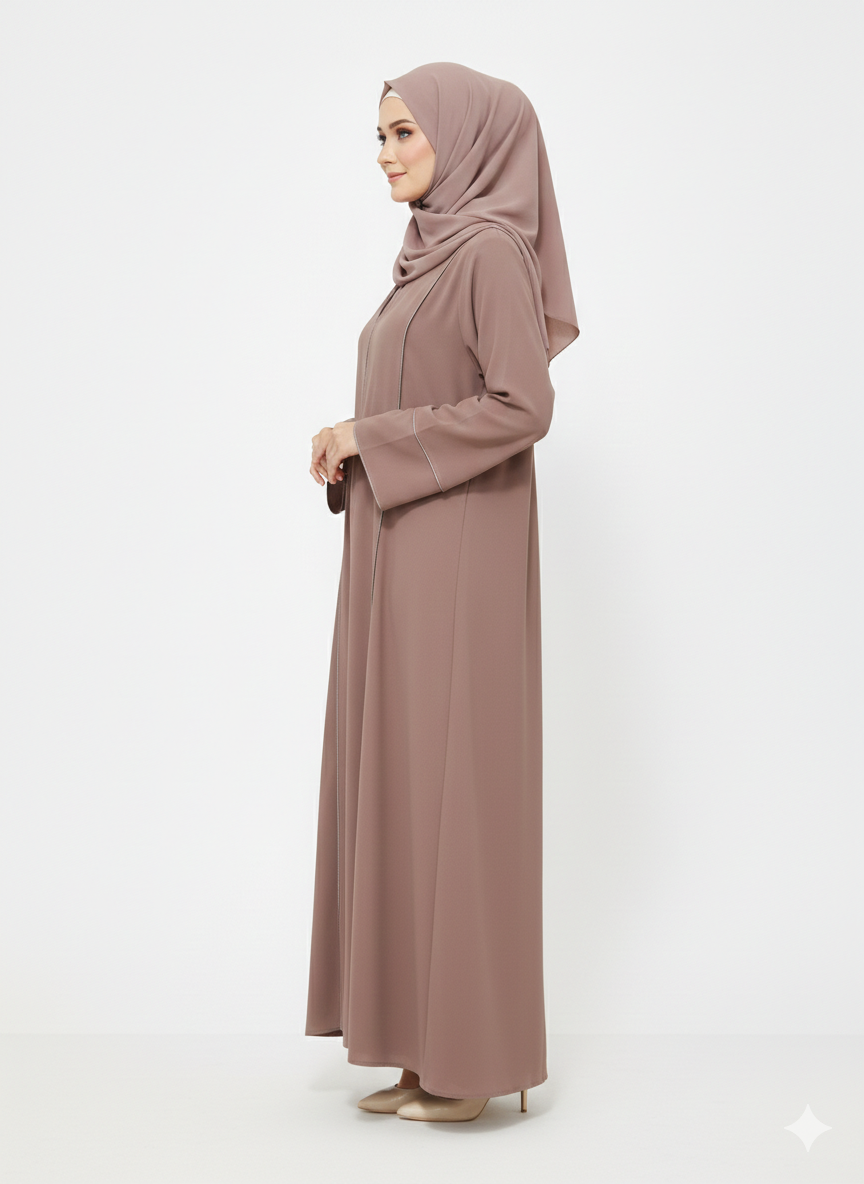 GLAMOURA X Amethyst Mauve Abaya | Minimalist Structured Panel Modest Abaya