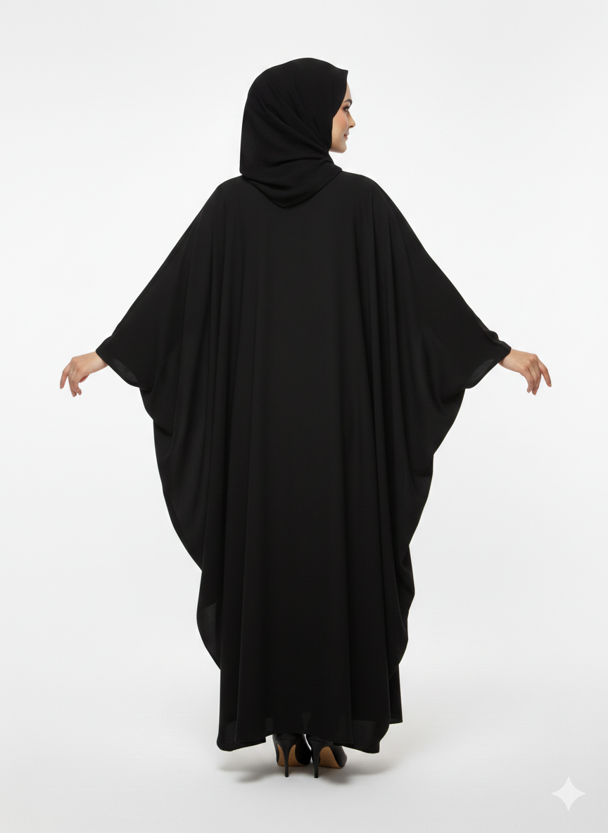 Glamoura X Iconic Velvet-Top Farasha Embroidered Nida Abaya