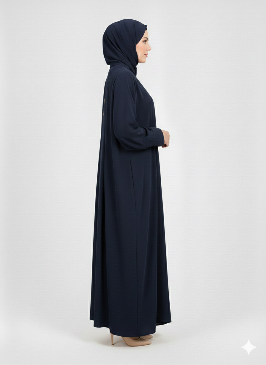 Glamoura X Navy Minimalist Structured Modest Panel Abaya