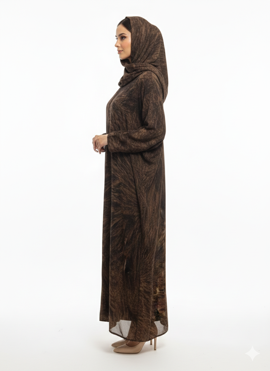 Glamoura X Espresso Marble Chiffon Modest Printed Abaya