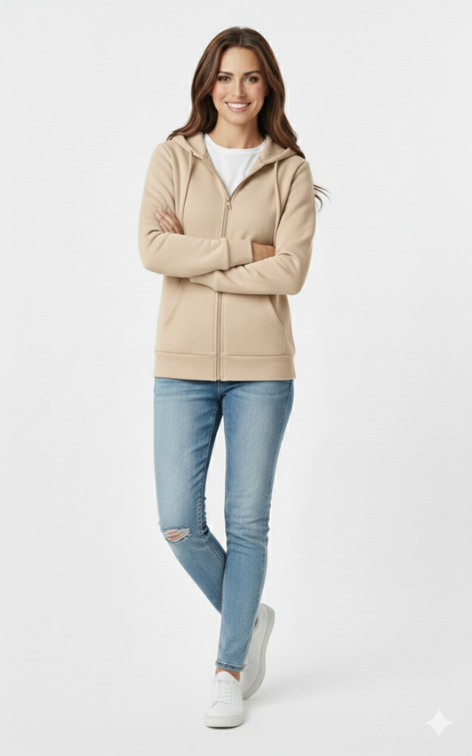 Glamoura X-Unisex Full-Zip Hoodie with Kangaroo Pocket | Premium 390 GSM Cotton