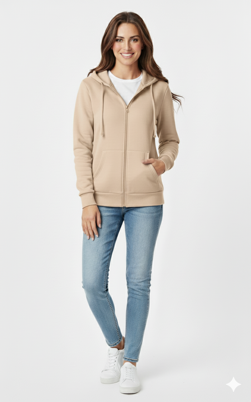 Glamoura X-Unisex Full-Zip Hoodie with Kangaroo Pocket | Premium 390 GSM Cotton