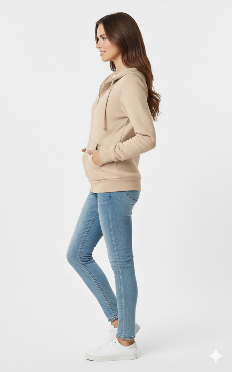 Glamoura X-Unisex Full-Zip Hoodie with Kangaroo Pocket | Premium 390 GSM Cotton