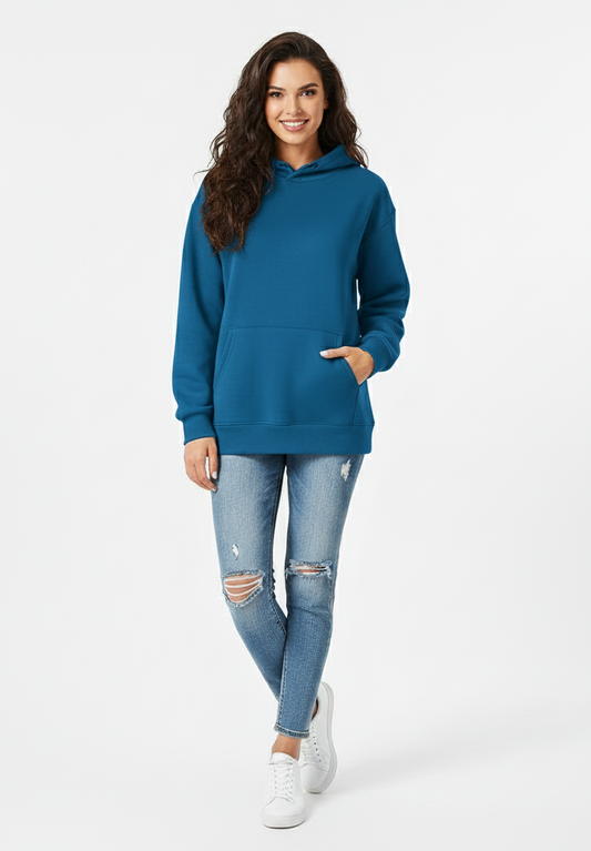 Atlantic Blue 390 GSM Heavyweight Pullover Hoodie | Glamoura X by Zadine Premium