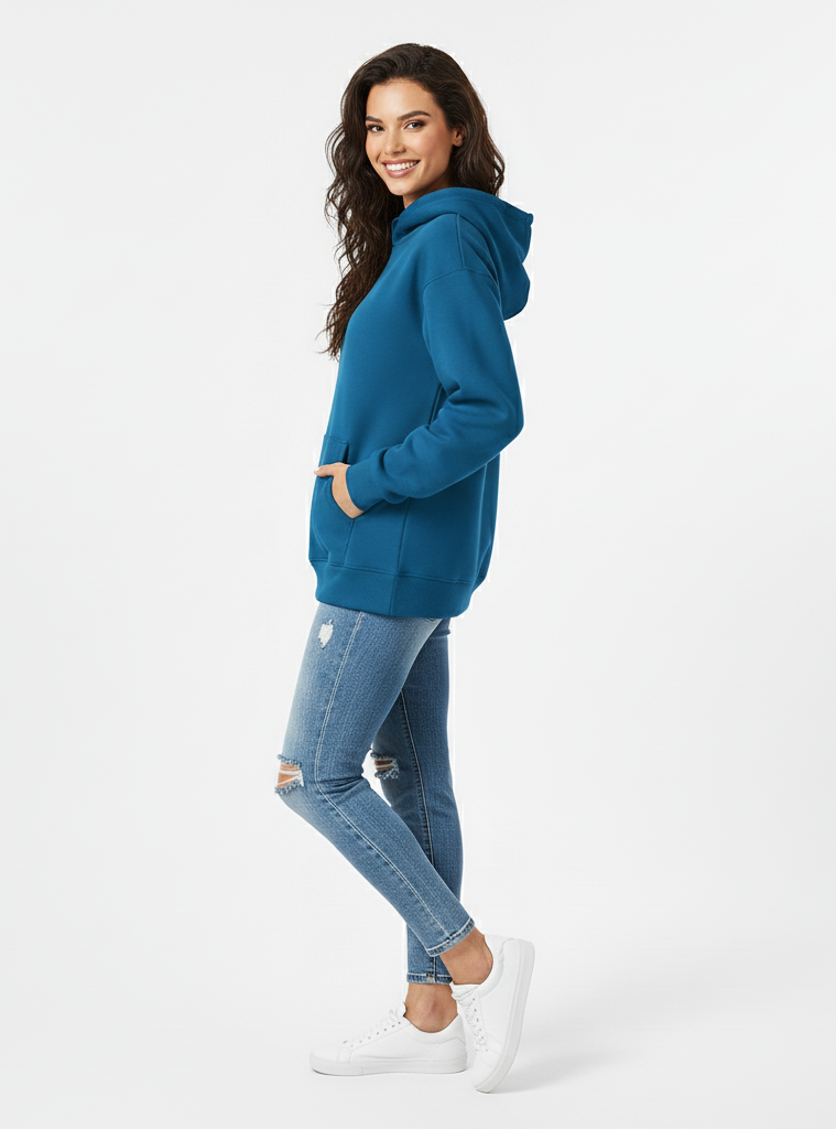 Atlantic Blue 390 GSM Heavyweight Pullover Hoodie | Glamoura X by Zadine Premium