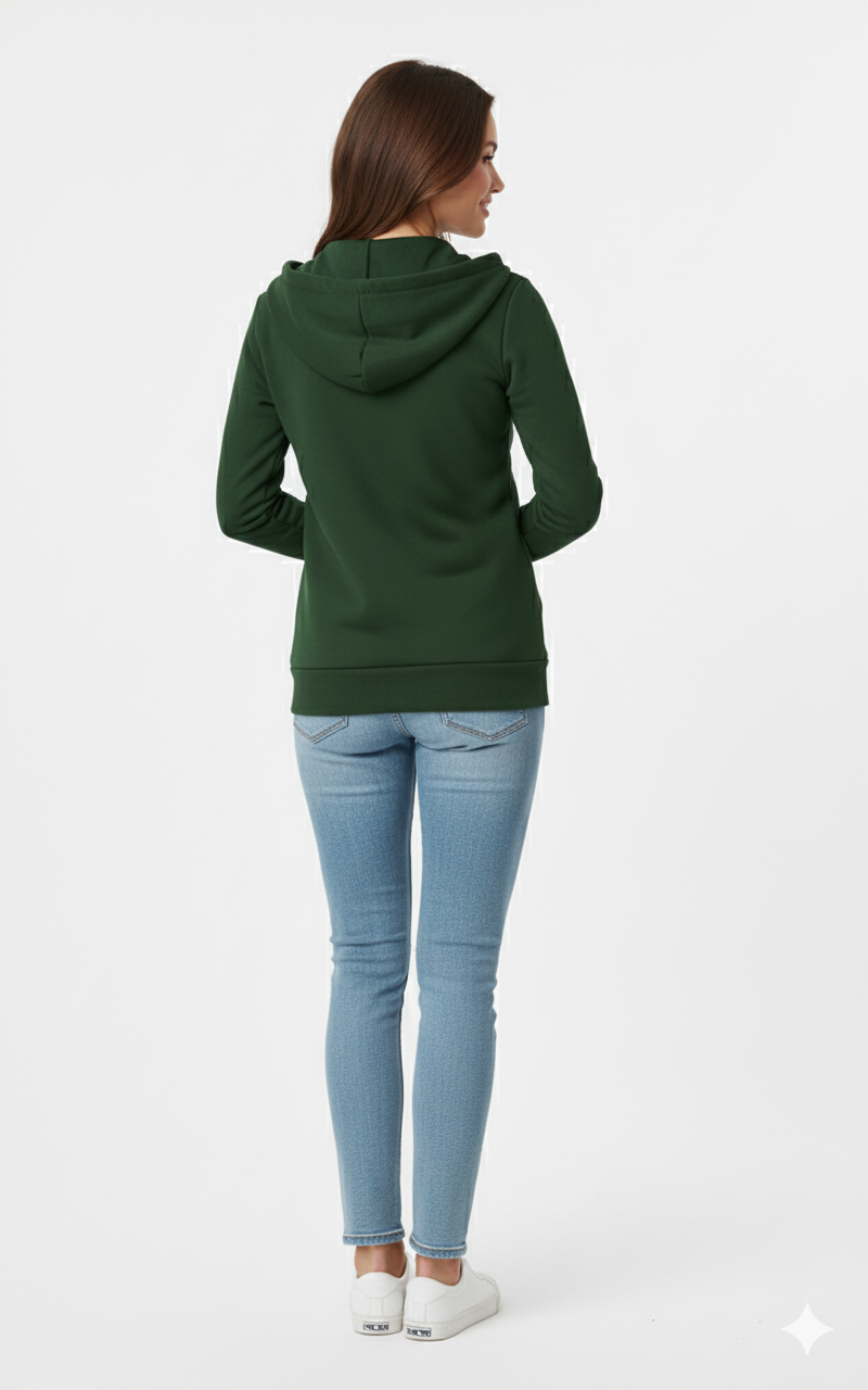 Unisex Dark Green 390 GSM Cotton Zipper Hoodie | Glamoura X by Zadine Wholesale Customizable Blanks