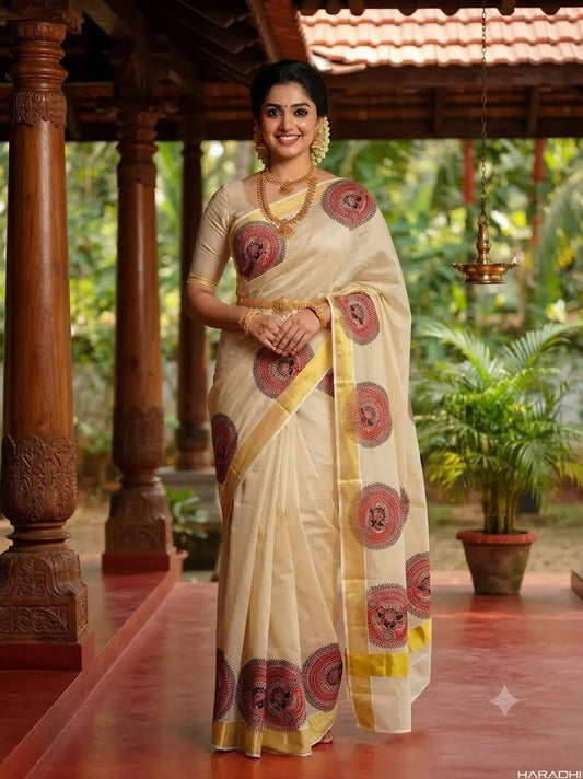 Theyyam Designer Tissue Kerala Saree