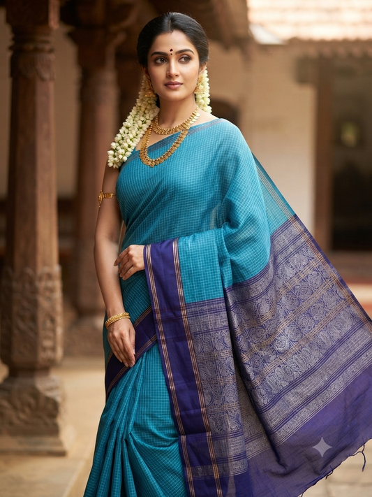 Sirumugai Pure Handloom Kanchi Soft Silk Sarees-vairusi checks weaving-Mutliple collection