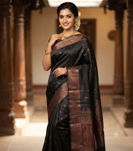 Sirumugai Pure Handloom Kanchi Soft Silk Sarees-self blouse-all over motives-Multiple colour