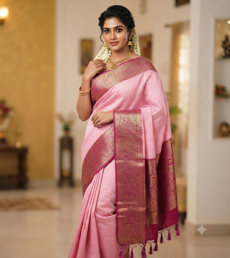 Sirumugai Pure Handloom Kanchi Soft Silk Sarees-vairusi checks-Mutiple colour