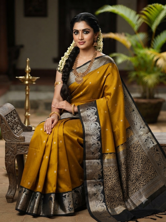 Sirumugai Pure Handloom Kanchi Soft Silk Sarees- One side korai Tarning- with blouse- Two  colour
