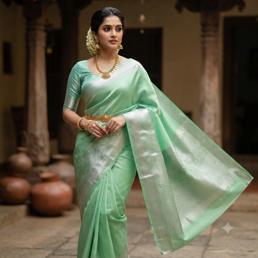 Sirumugai Pure Handloom Kanchi Soft Silk Sarees-self blouse-semi silk-Multiple collections