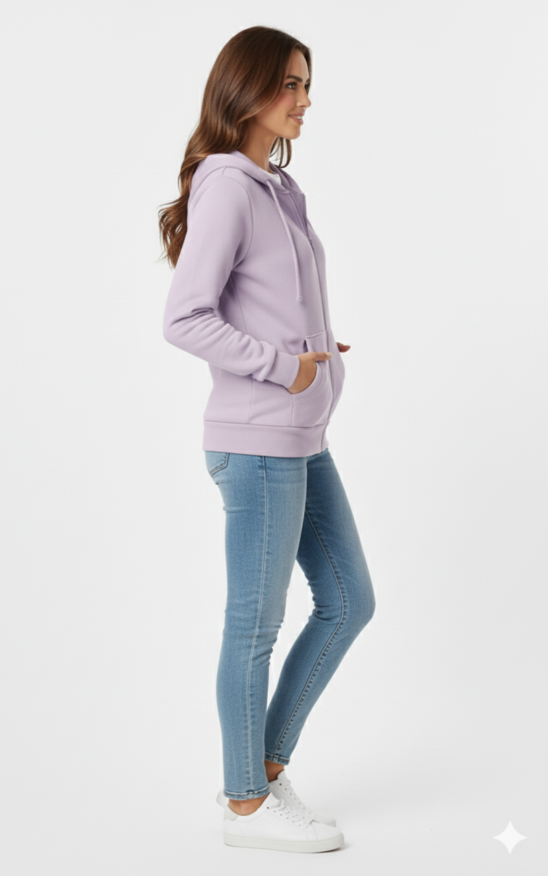 Lavender Purple Unisex 390 GSM Heavyweight Full-Zip Hoodie | Glamoura X by Zadine Wholesale Customizable Blanks
