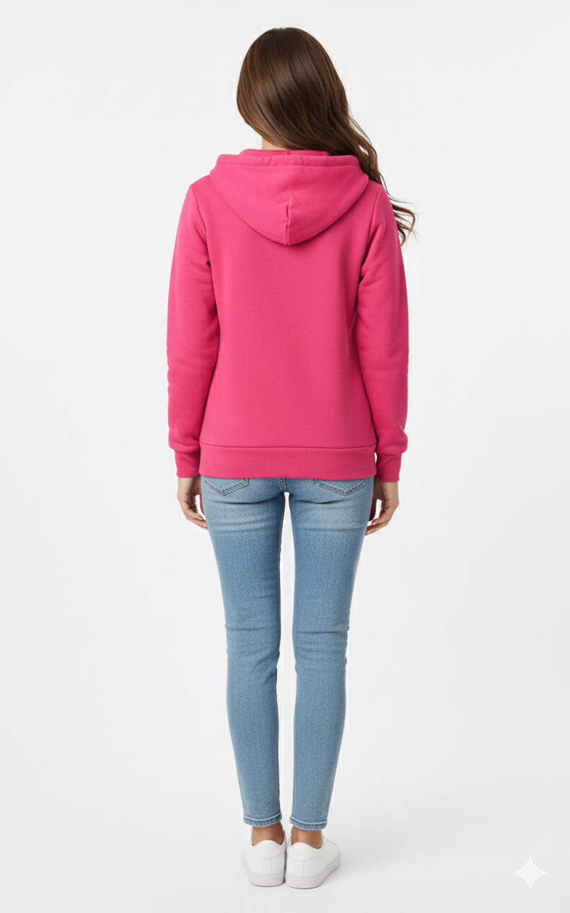 Electric Pink 390 GSM Heavyweight Full-Zip Unisex Hoodie | Rizqé by Zadine Wholesale Customizable Blanks