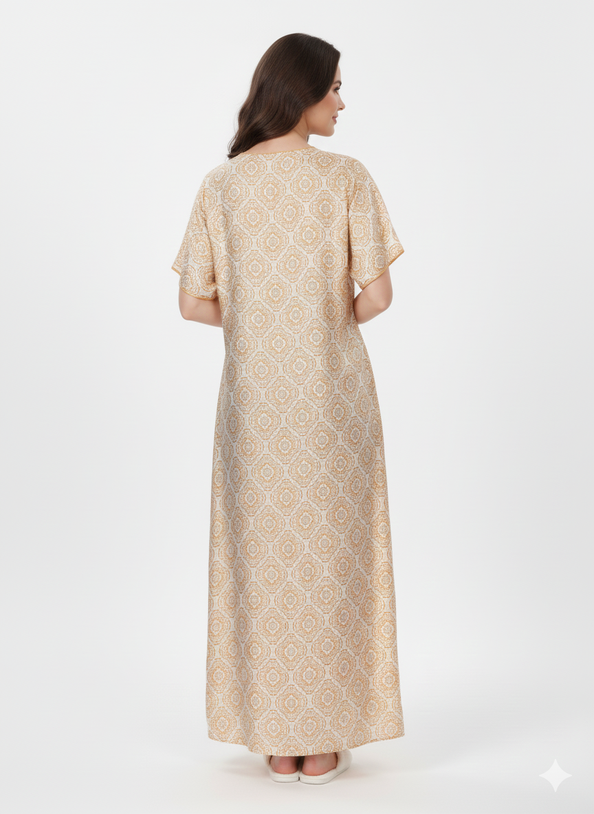 Golden Paisley Print Nightgown – Glamoura X