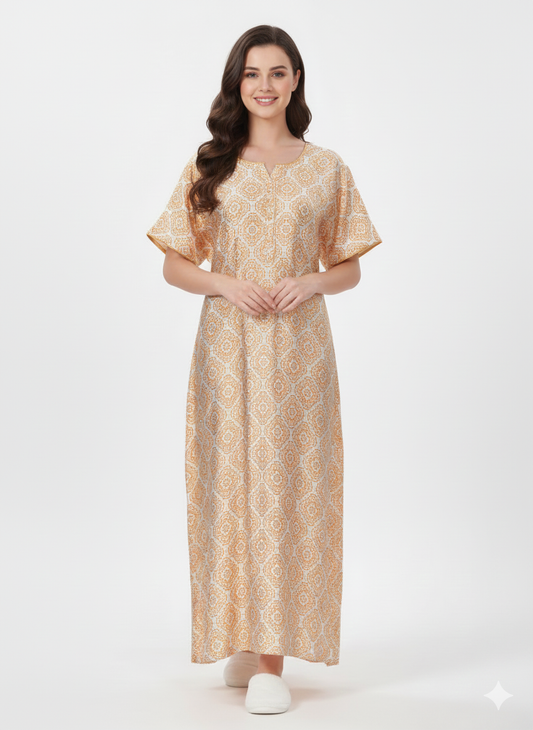 Golden Paisley Print Nightgown – Glamoura X
