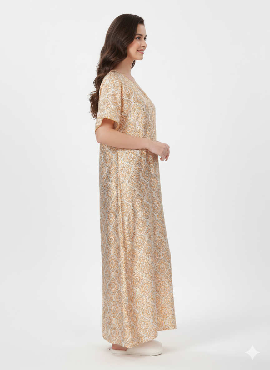 Golden Paisley Print Nightgown – Glamoura X