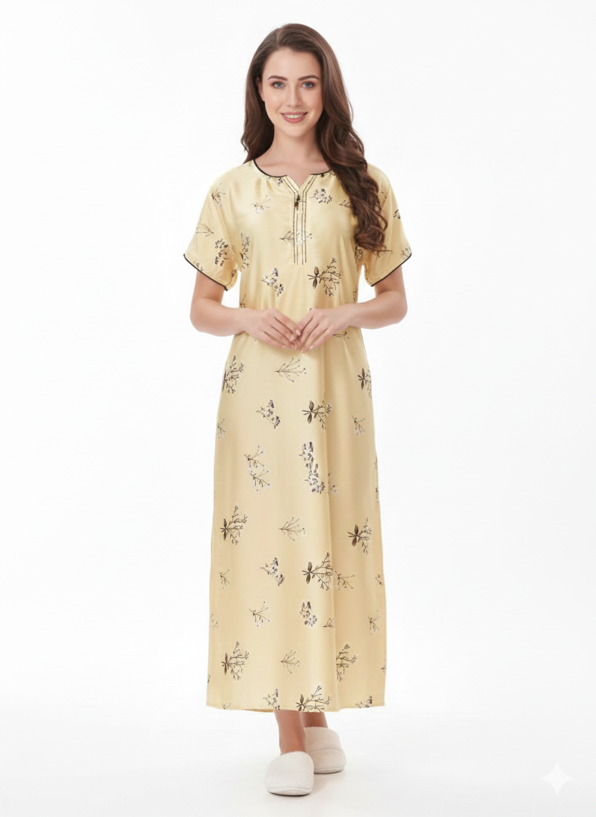 Buttermilk Dream Cream Italian Satin Nightgown – Glamoura X