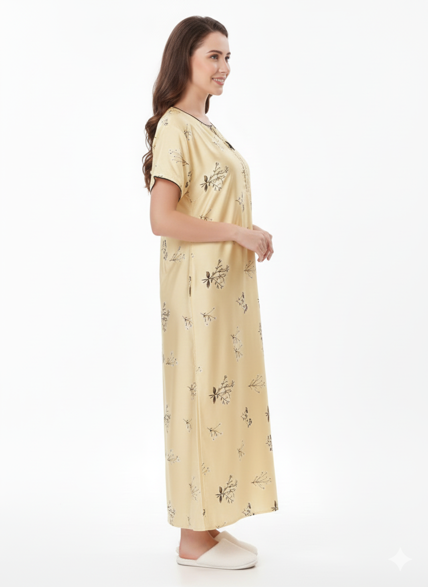 Buttermilk Dream Cream Italian Satin Nightgown – Glamoura X