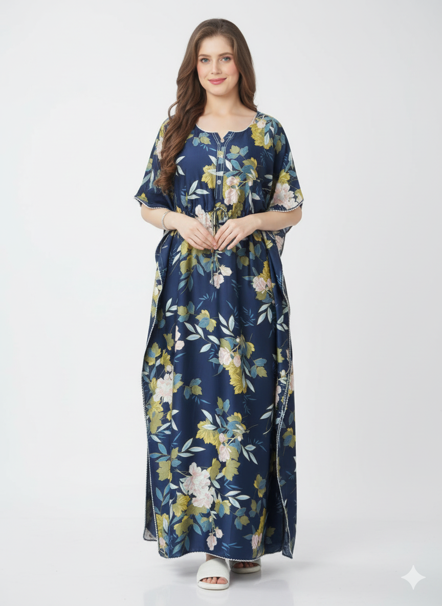 Midnight Flora Kaftan Style Nightgown – Glamoura X