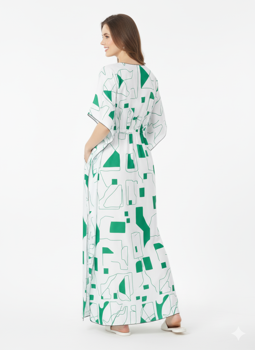 Geometric Garden Kaftan Style Nightgown – Glamoura X