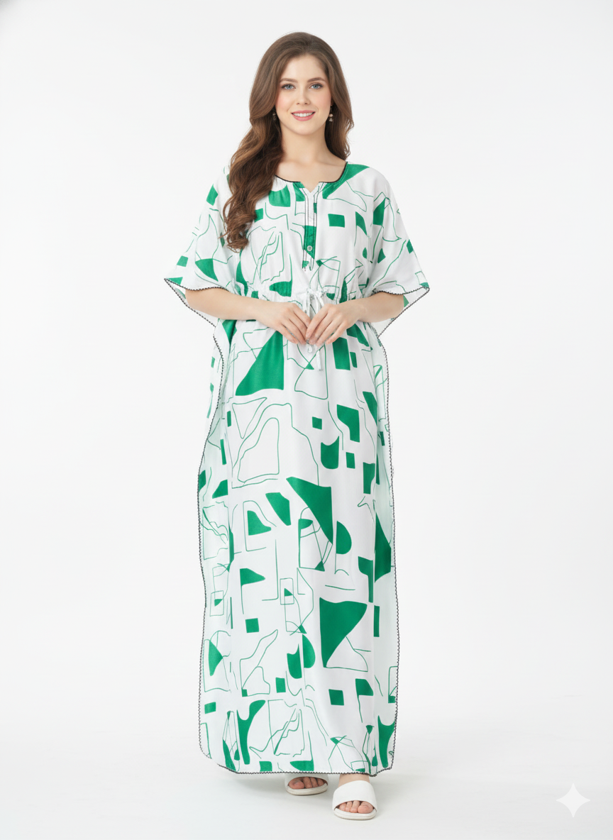 Geometric Garden Kaftan Style Nightgown – Glamoura X