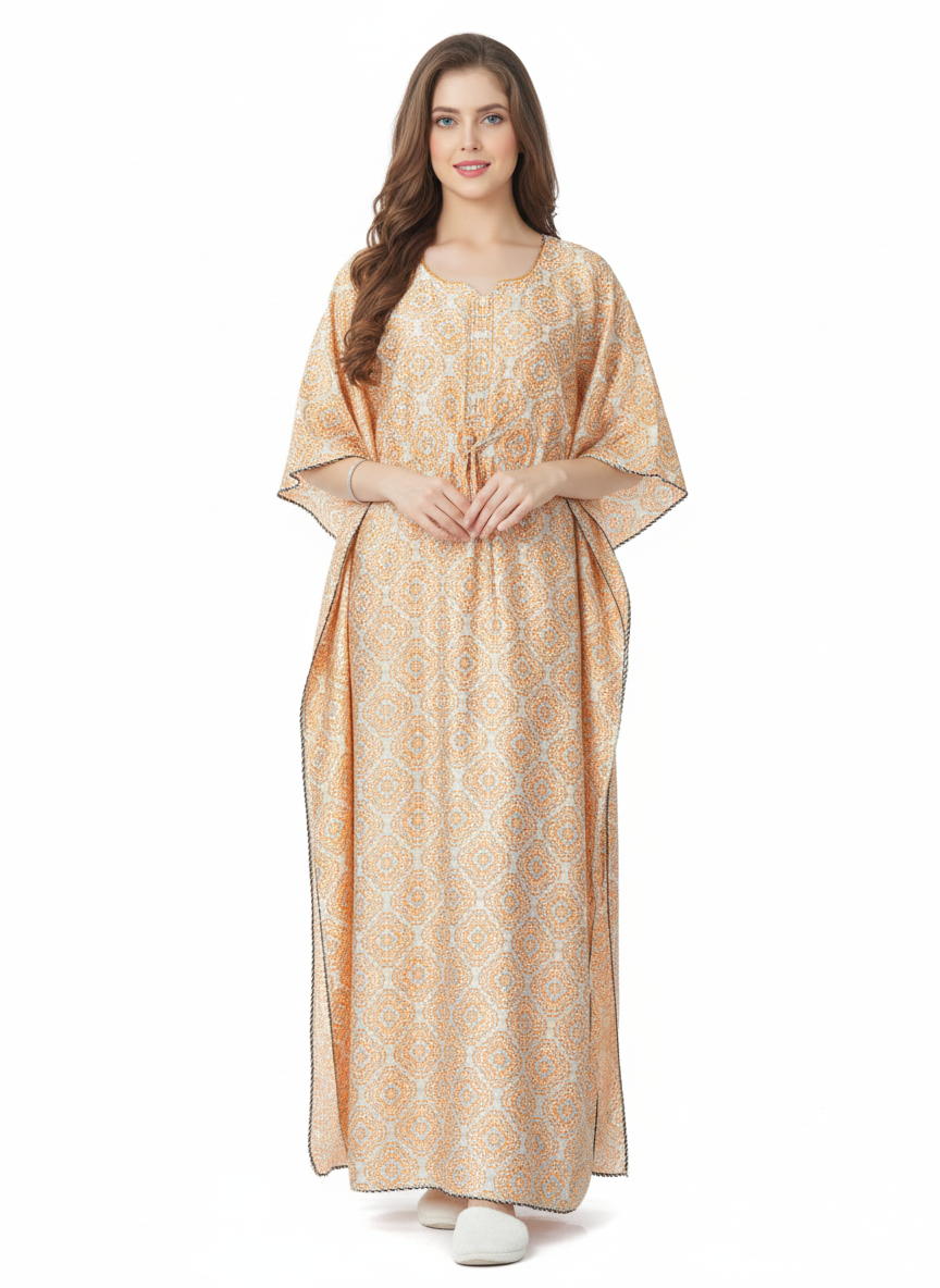Soft Bloom Kaftan Style Nightgown – Glamoura X