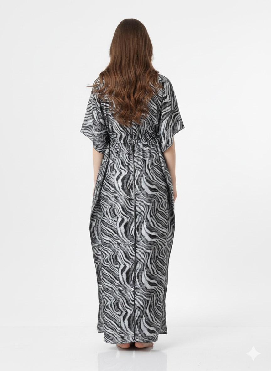 Monochrome Safari Kaftan Style Nightgown – Glamoura X