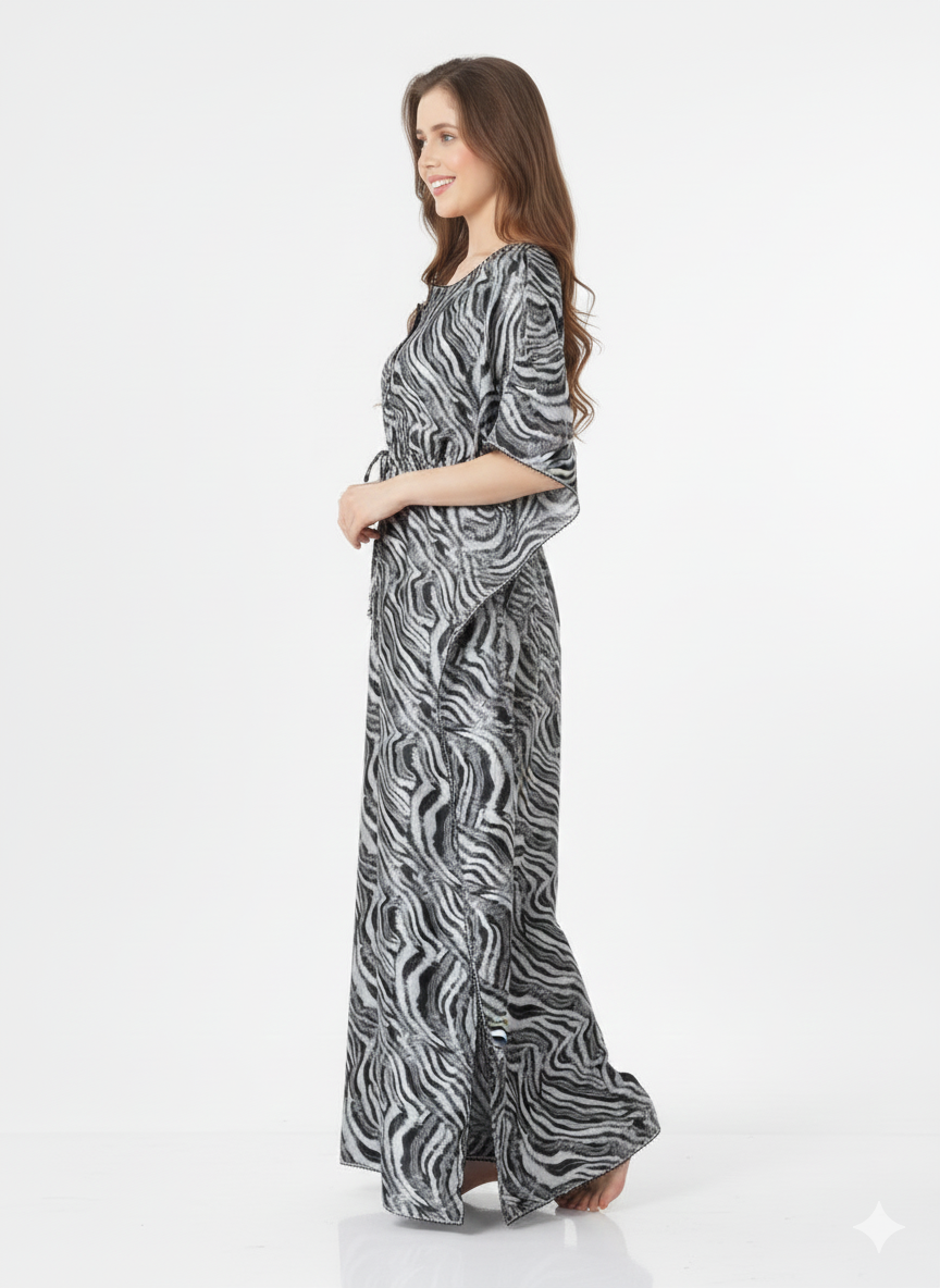 Monochrome Safari Kaftan Style Nightgown – Glamoura X